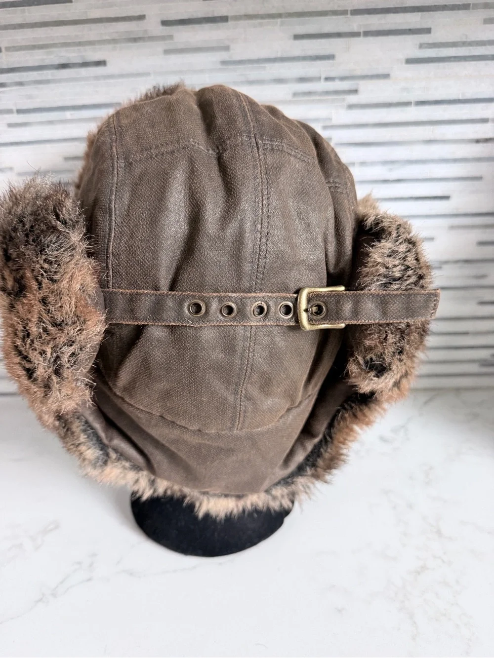Vintage Faux Fur winter Aviator Trapper Hat - Brown